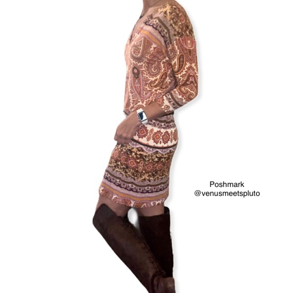 Anthro Velvet Graham & Spencer boho paisley dress - Picture 2 of 10
